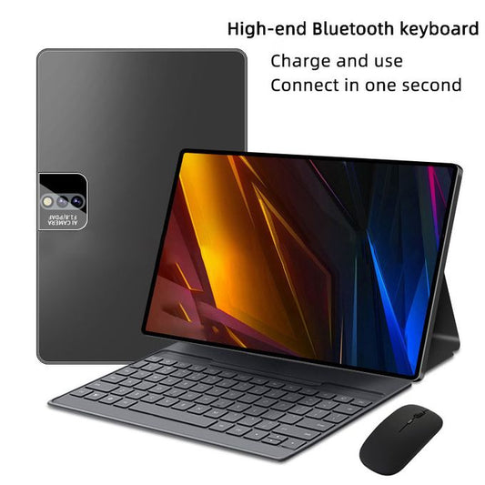 Android 14 Tablets Sim 12GB+512GB Keyboard Mouse Tablet Case (Black)